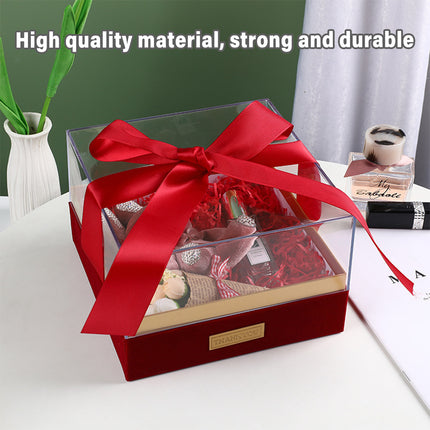 Acrylic Gift Box Clear Souvenir Display Case Bow Storage Container for Packaging