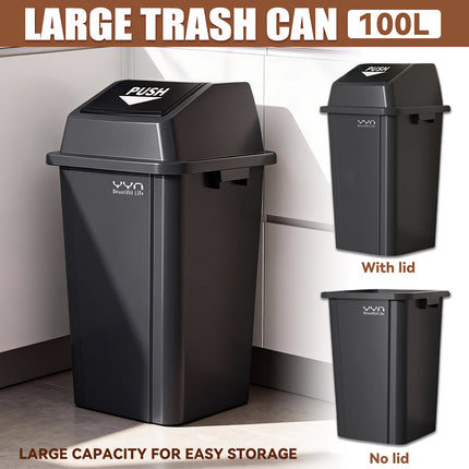 Outdoor Garbage Large Capacity 100L Trash Can Durable with Handle