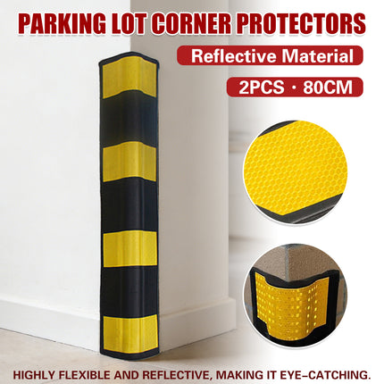 2PCS Parking Lot Corner Protector Heavy Duty Rubber Highlight Reflection Durable