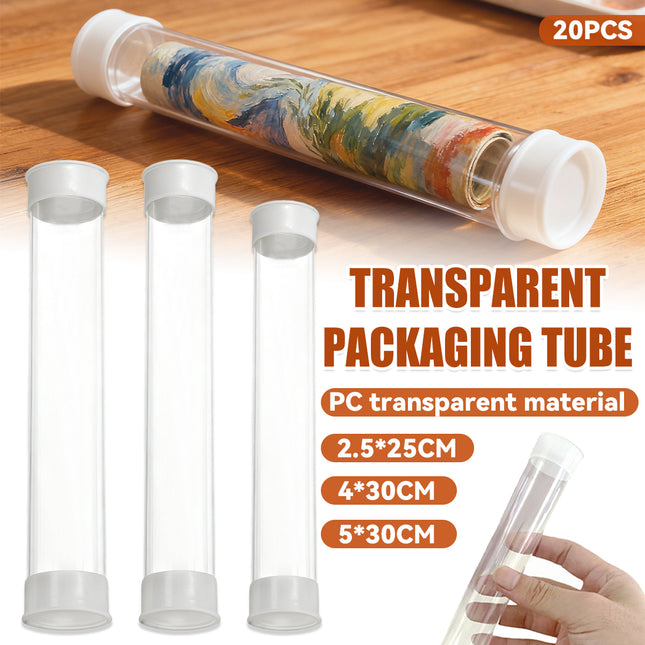 20PCS Transparent Plastic Packaging Tubes Durable for Oil Painting Artwork Use