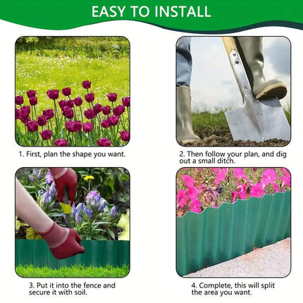 10cm Plastic Garden Fence Corrugated Lawn Edge Border Fence Hedge Panel Outdoor