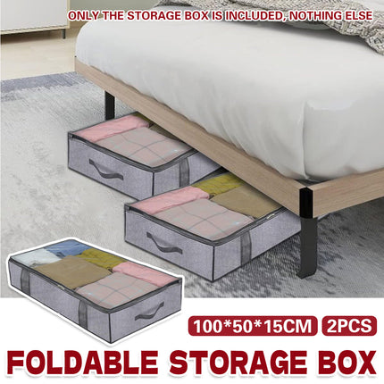 2PCS Clothes Under Bed Storage Bag Wardrobe Dustproof Moisture-proof Organizer Bag