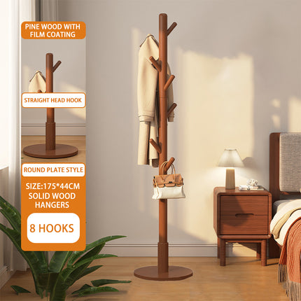 Floor Coat Rack with 8 Hooks Space Saving Standing Clothes Hanger Organiser