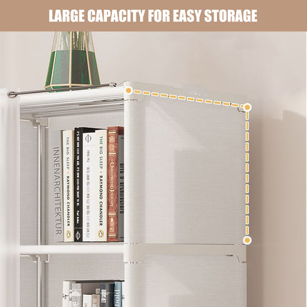 Simple Bookshelf Storage Rack with Dust Proof Curtain for Bedroom Living Room