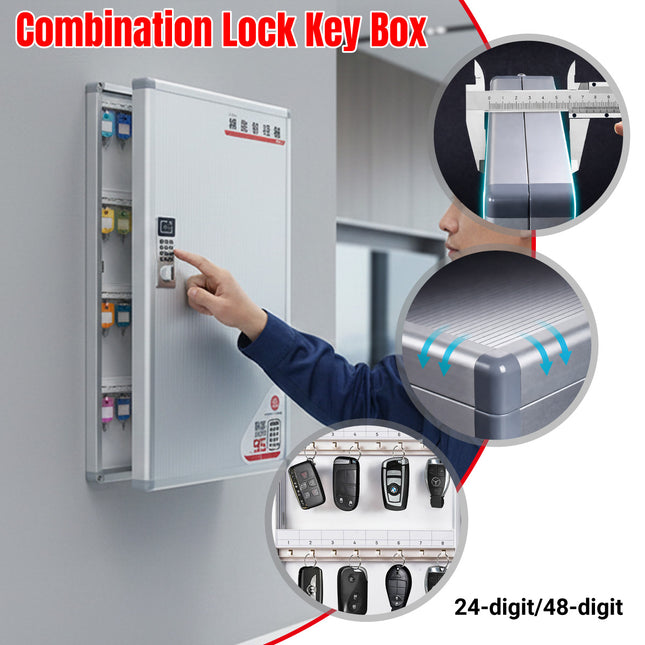 Wall Mount Key Cabinet With Keypad and RFID Access 24 or 48 Key Storage Box