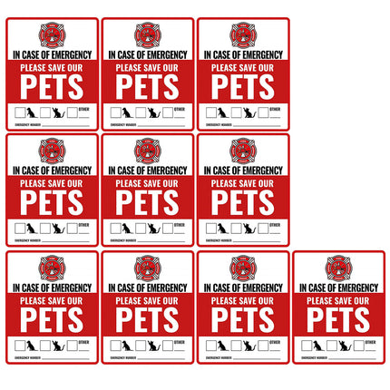 10PCS Pet Inside Alert Sticker Self Adhesive Emergency Warning Sign Label Window