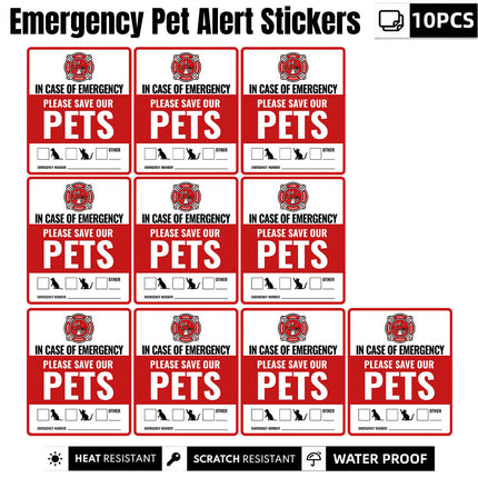 10PCS Pet Inside Alert Sticker Self Adhesive Emergency Warning Sign Label Window