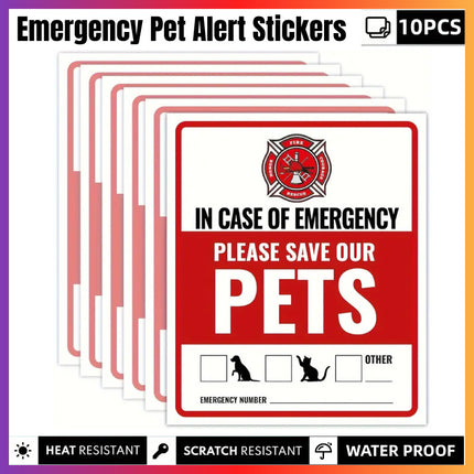 10PCS Pet Inside Alert Sticker Self Adhesive Emergency Warning Sign Label Window