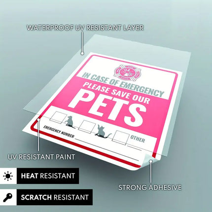 10PCS Pet Inside Alert Sticker Self Adhesive Emergency Warning Sign Label Window