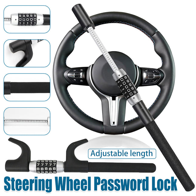 Portable Auto Car Steering Wheel Lock Security Keyless Password Code Anti Theft