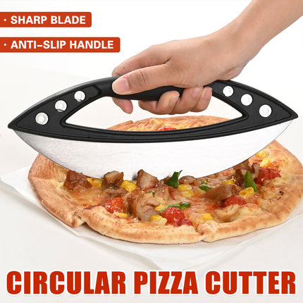 Pizza Cutter Food-Grade Stainless Steel with Protective Cover Black