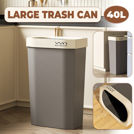 40L Large Capacity Garbage Bin Trash Can Kitchen Bathroom Bin Waste Bin Durable
