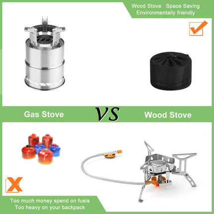 Outdoor Portable Windproof Wood Stove High Heat For Camping Hiking Travel