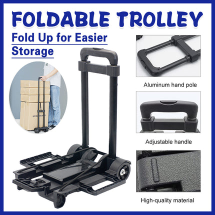 Foldable Shopping Trolley Cart Portable Luggage Carrier For Travel Grocery Use