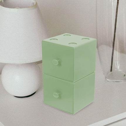 Storage Box 2PCS Desktop Square Stackable Drawers Organizer for Office Home