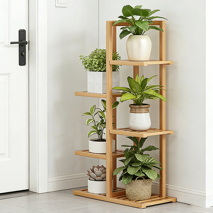 5/6 Tier Bamboo Minimalist Flower Plant Stand Home Balcony Garden Floor Rack