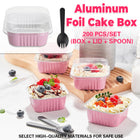 Foil Dessert Cups with Lid and Spork 200PCS Cake Containers Takeaway Party