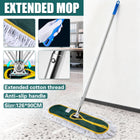 Extended Flat Mop 90cm Head Stainless Steel 126cm Handle 180 Rotating for Floor