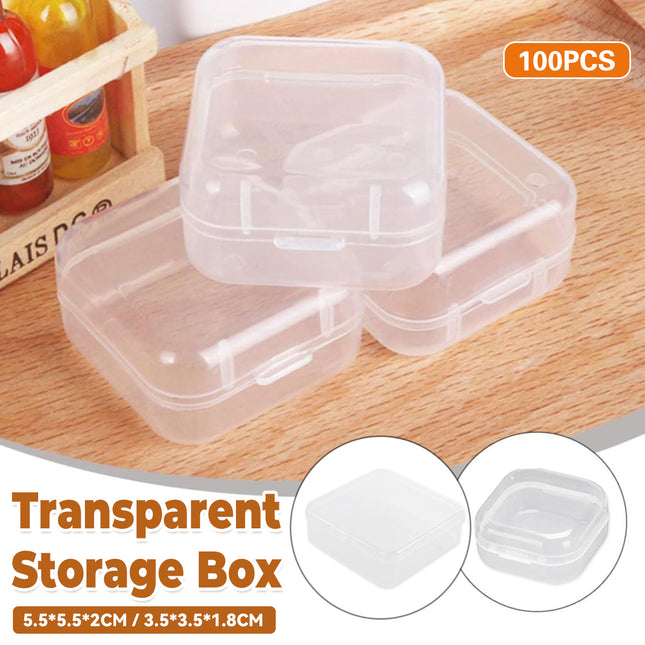100PCS Square Transparent Storage Boxes Durable for Organizer Jewelry Beads Use