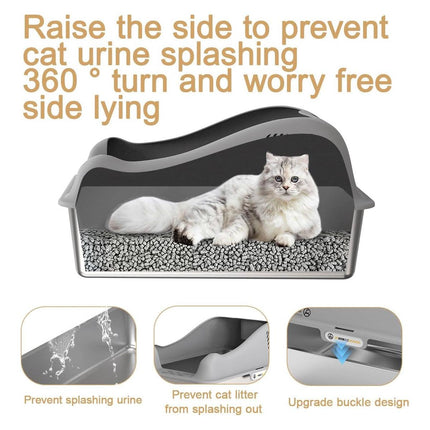 Stainless Steel Litter Box Durable Cat Litter Pan Open Design for Easy Cleaning