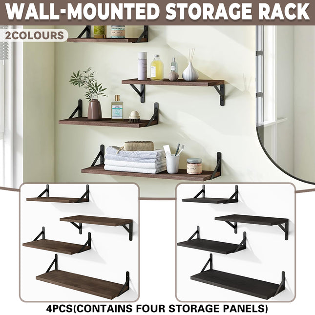 4 PCS Wooden Wall Shelf Single Board Wall Mounted Home Decor Living Room Bedroom