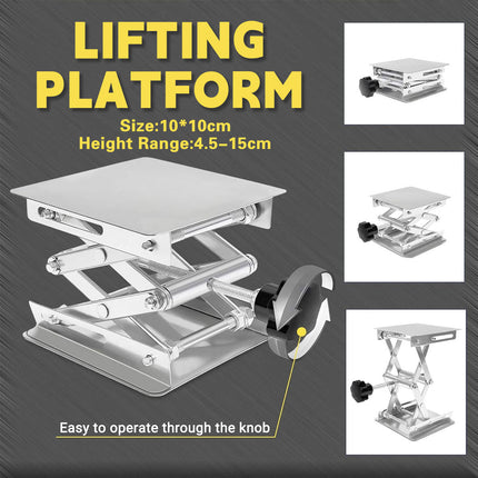Lifting Platform Stainless Steel Manual Control Stand 10x10CM Adjustable Tool