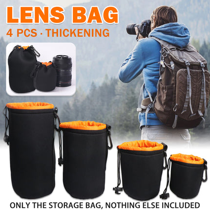 4PCS Waterproof Camera Lens Bag Durable for DSLR Mirrorless Camera Lens Storage