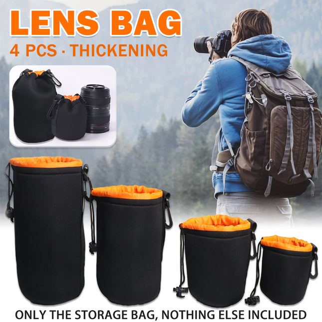 4PCS Waterproof Camera Lens Bag Durable for DSLR Mirrorless Camera Lens Storage