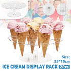 2PCS Clear Acrylic 16 Slot Ice Cream Cone Display Rack 25cm for Party Catering