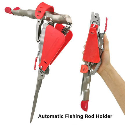 Automatic Fishing Rod Holder Spring Cast Starter Floor Mount Rod Stand Support