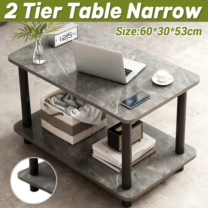 2 Tier Narrow Table Space Saving for Bedroom Living Room Side Table Organizer