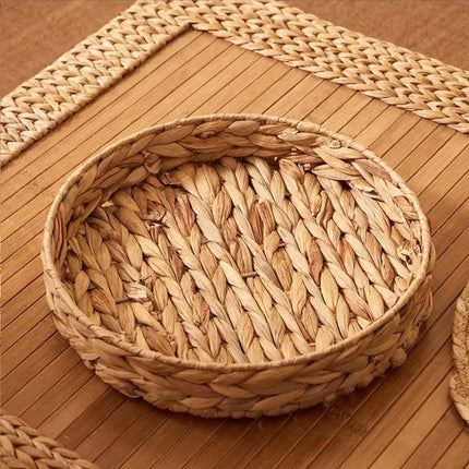 2pcs Rattan Fruit Tray Decorative Storage Trays Multipurpose Shelving Organizer