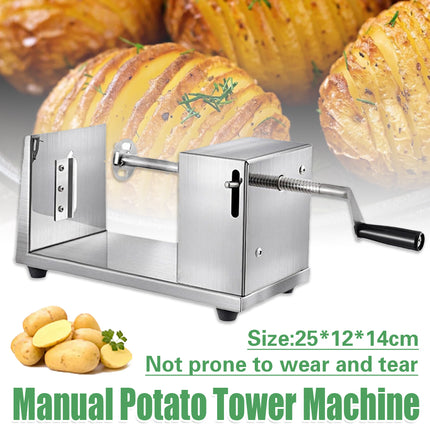 Stainless Steel Manual Potato Spiral Cutting Machine Hand Crank Slicer
