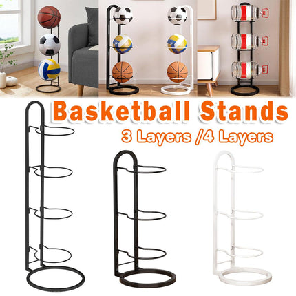 3/4Tier Basketball Stand Ball Organizer Storage Rack Basketball Equipment Holder