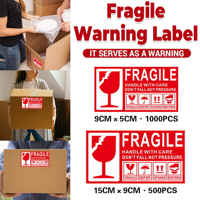 Fragile Warning Self Adhesive Sticker For Express Shipping Courier Alert Use