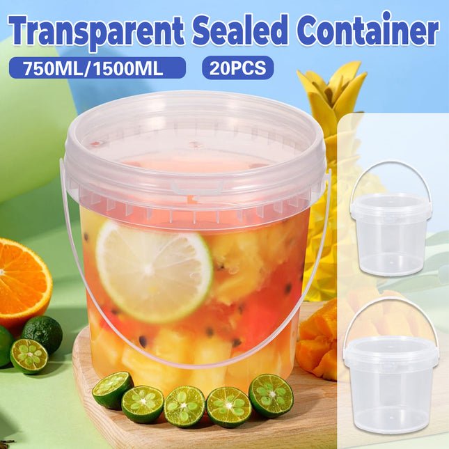 20PCS Food-safe Plastic Sealed Containers 750/1500ml with Lids Transparent