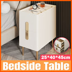 Narrow Nightstand Table Modern Style White Small Two Drawers Bedside Cabinet