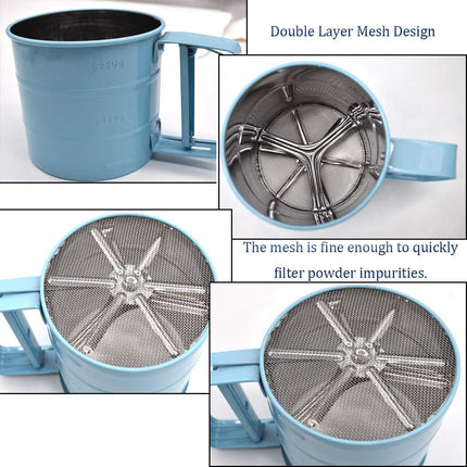 Hand Squeeze Mechanical Flour Sifter Stainless Steel One Hand Baking Sieve