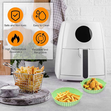 2PCS Silicone Air Fryer Baking Pan Round Household Tray Reusable Non Stick