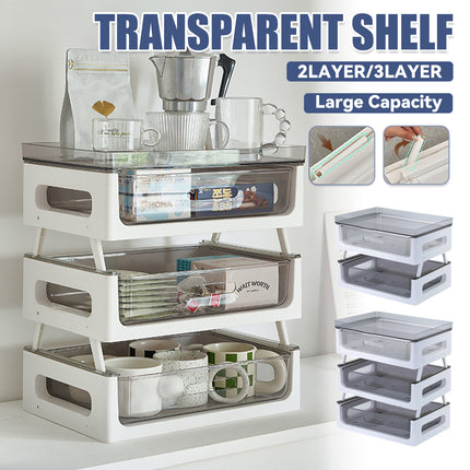 2 or 3 Tier Transparent Drawer Storage Rack for Home and Office Desk