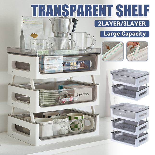 2 or 3 Tier Transparent Drawer Storage Rack for Home and Office Desk