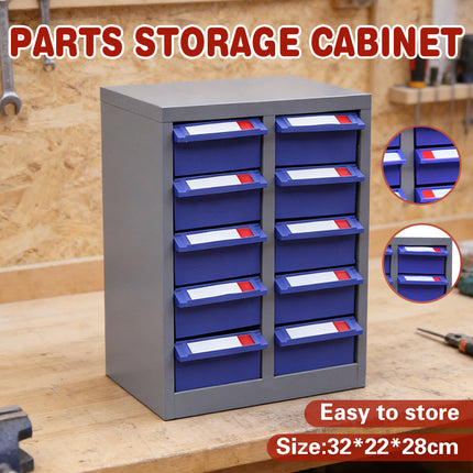 10-Compartment Drawer Type Parts Cabinet Space Saving Organizer Wear-Resistant