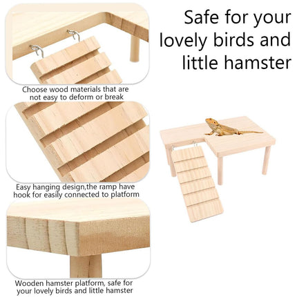 Hamster Wood Stand Platform with Ladder Small Animal Toy Hamster Rat Accessories