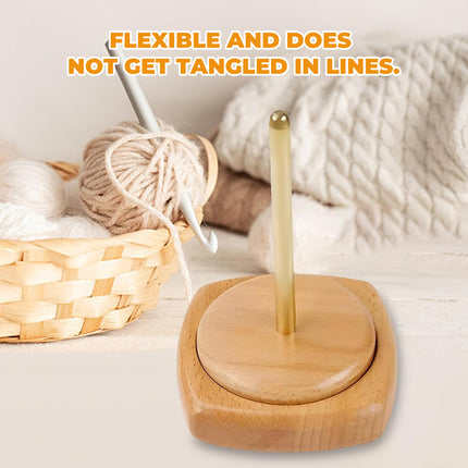 Solid Wood Rotatable Yarn Holder Durable for Knitting Crocheting Weaving Craft