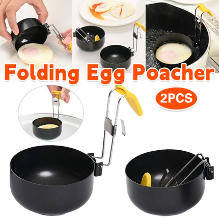 2PCS Collapsible Ear Hanging Non-Stick Heat Resistant Round Egg Steamer