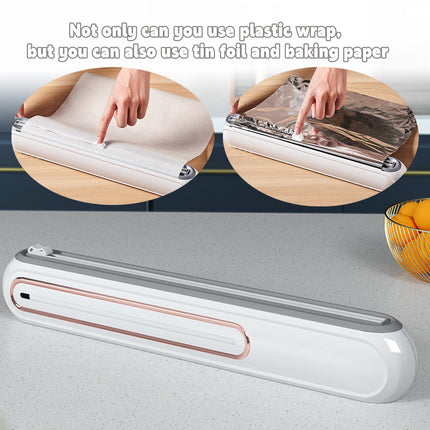 Cling Film Cutter Box Plastic Wrap Dispenser Sliding Container Fits Rolls up to 32cm