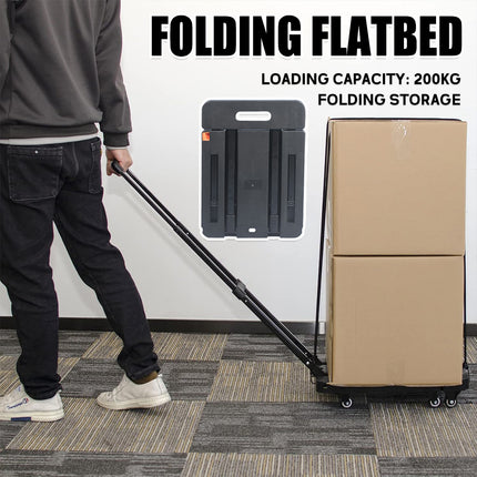 Foldable Trolley Cart Pull Rod Plastic Universal Wheel Shopping Carrier Use