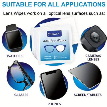 Anti Fog Wet Wipes 100PCS Lens Cleaning Paper for Glasses Screen Phone Camera