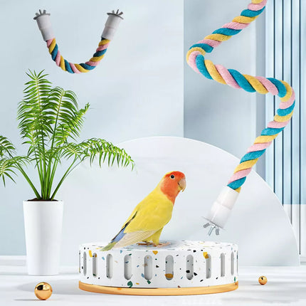 U Shaped Parrot Cotton Rope Climbing Toy Perch Stand for Bird Cage