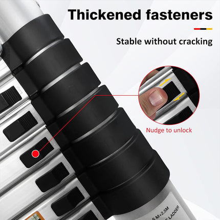 Retractable Ladder 320/380cm Aluminium Alloy Anti-Slip Striper Pedals Stable